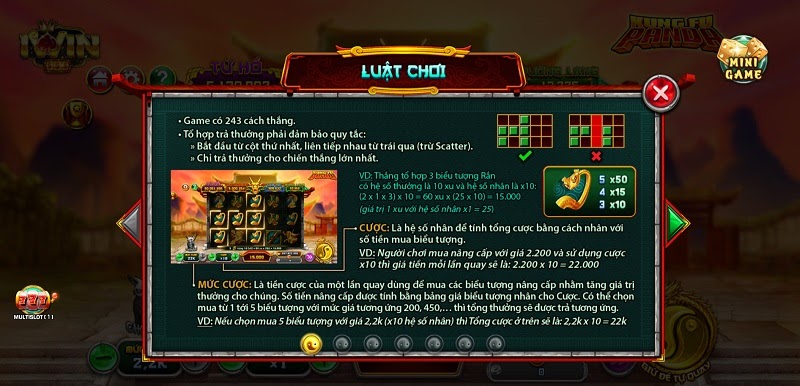 Hướng dẫn luật chơi game slot Kungfu Panda tại cổng game Iwin